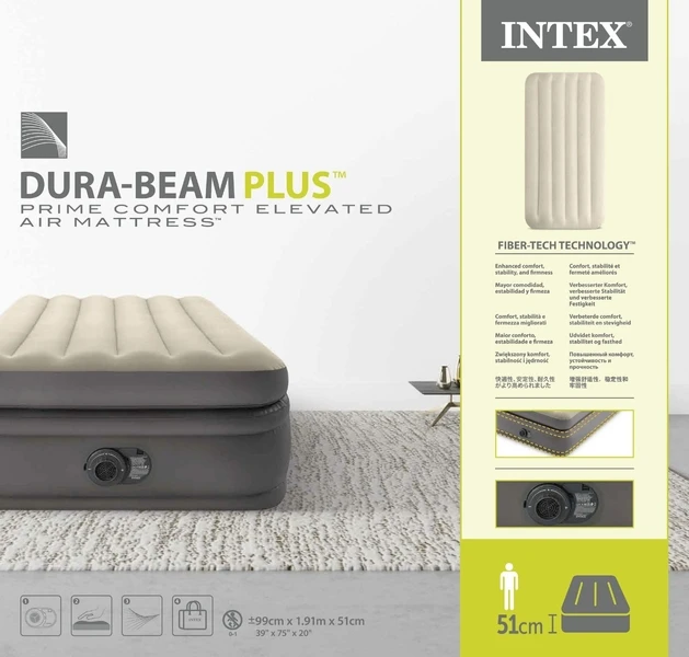 Intex Prime Comfort Luchtbed - Eenpersoons - Ingebouwde Elektrische Pomp 9 Intex Prime Comfort Luchtbed - Eenpersoons - Ingebouwde Elektrische Pomp - Afbeelding 9
