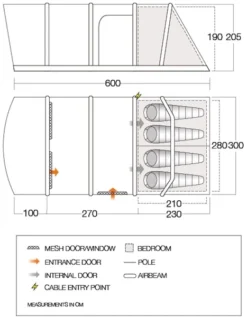 Vango Aether Air 450XL Opblaasbare Tent - 4 Persoons 9 Vango Aether Air 450XL Opblaasbare Tent - 4 Persoons -Campingreeksen Winkel 1900 1514 aether air 450xl floorplan 01