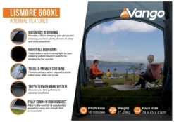 Vango Lismore 600XL Tunneltent - 5 Persoons - Groen -Campingreeksen Winkel 1900 1783 lismore 600xl package 3