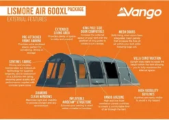 Vango Lismore Air 600XL Opblaasbare Tunneltent - 5 Persoons - Groen -Campingreeksen Winkel 1900 1783 lismore air 600xl package 3